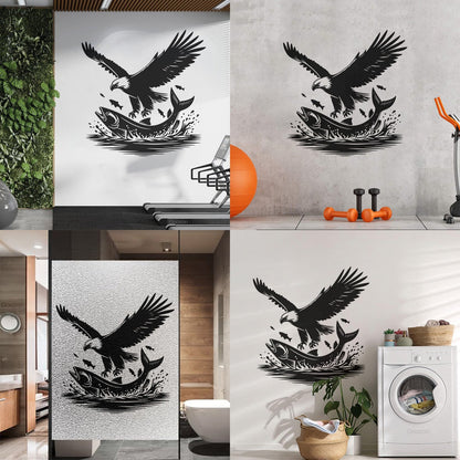 Vinyl Art Sticker An Eagle And Fish In The Water With A And Self Adhesive