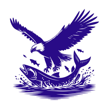 Vinyl Art Sticker An Eagle And Fish In The Water With A And Self Adhesive