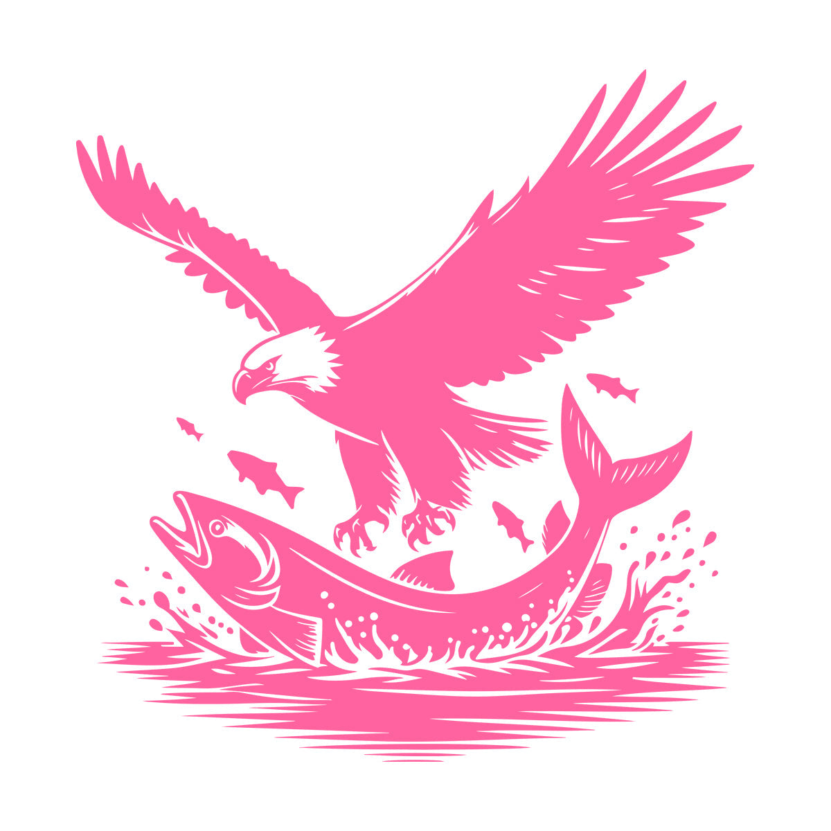 Vinyl Art Sticker An Eagle And Fish In The Water With A And Self Adhesive
