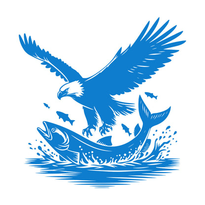 Vinyl Art Sticker An Eagle And Fish In The Water With A And Self Adhesive