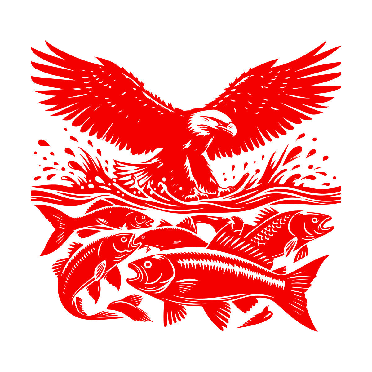 An Eagle And Fish In The Water With A Wave Engraving Stickers Do Not Damage The Wall Surface