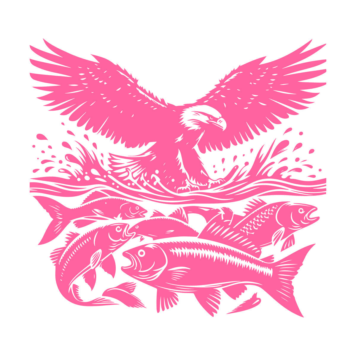 An Eagle And Fish In The Water With A Wave Engraving Stickers Do Not Damage The Wall Surface