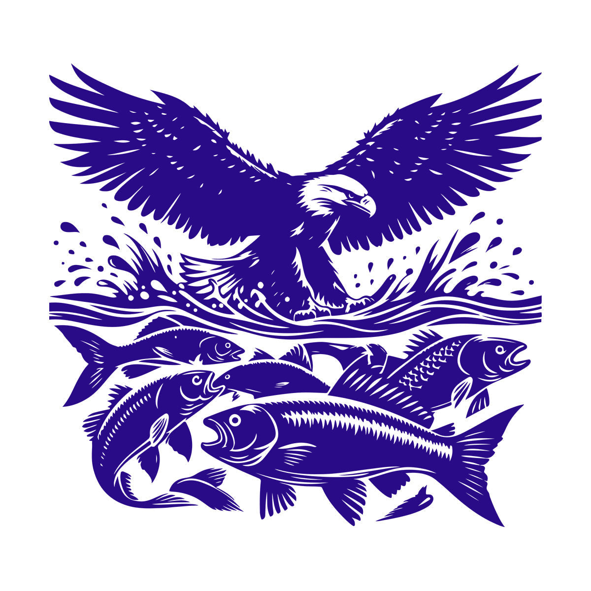 An Eagle And Fish In The Water With A Wave Engraving Stickers Do Not Damage The Wall Surface