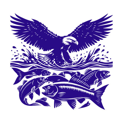 An Eagle And Fish In The Water With A Wave Engraving Stickers Do Not Damage The Wall Surface