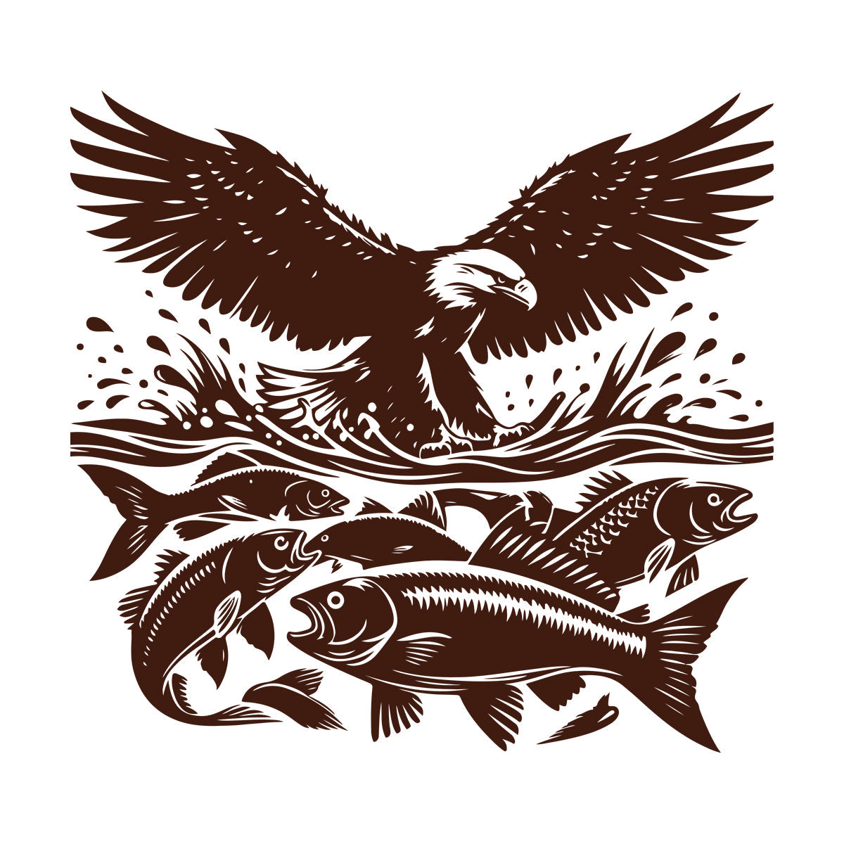 An Eagle And Fish In The Water With A Wave Engraving Stickers Do Not Damage The Wall Surface