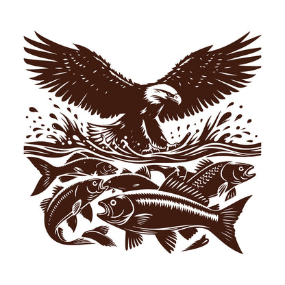 An Eagle And Fish In The Water With A Wave Engraving Stickers Do Not Damage The Wall Surface