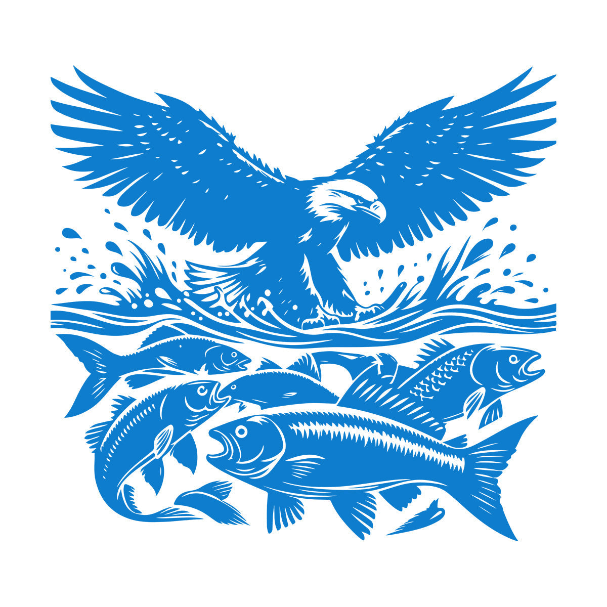 An Eagle And Fish In The Water With A Wave Engraving Stickers Do Not Damage The Wall Surface