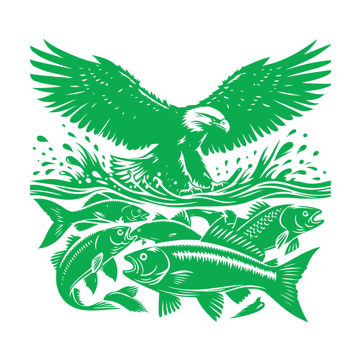 An Eagle And Fish In The Water With A Wave Engraving Stickers Do Not Damage The Wall Surface