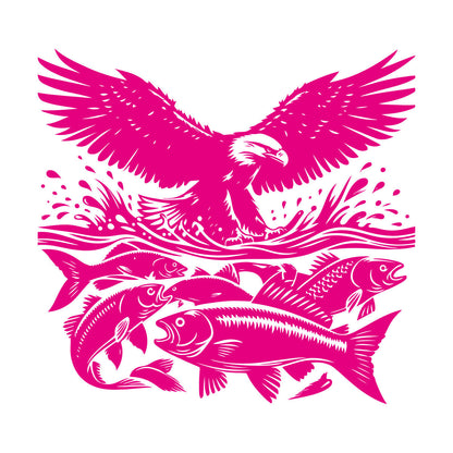 An Eagle And Fish In The Water With A Wave Engraving Stickers Do Not Damage The Wall Surface