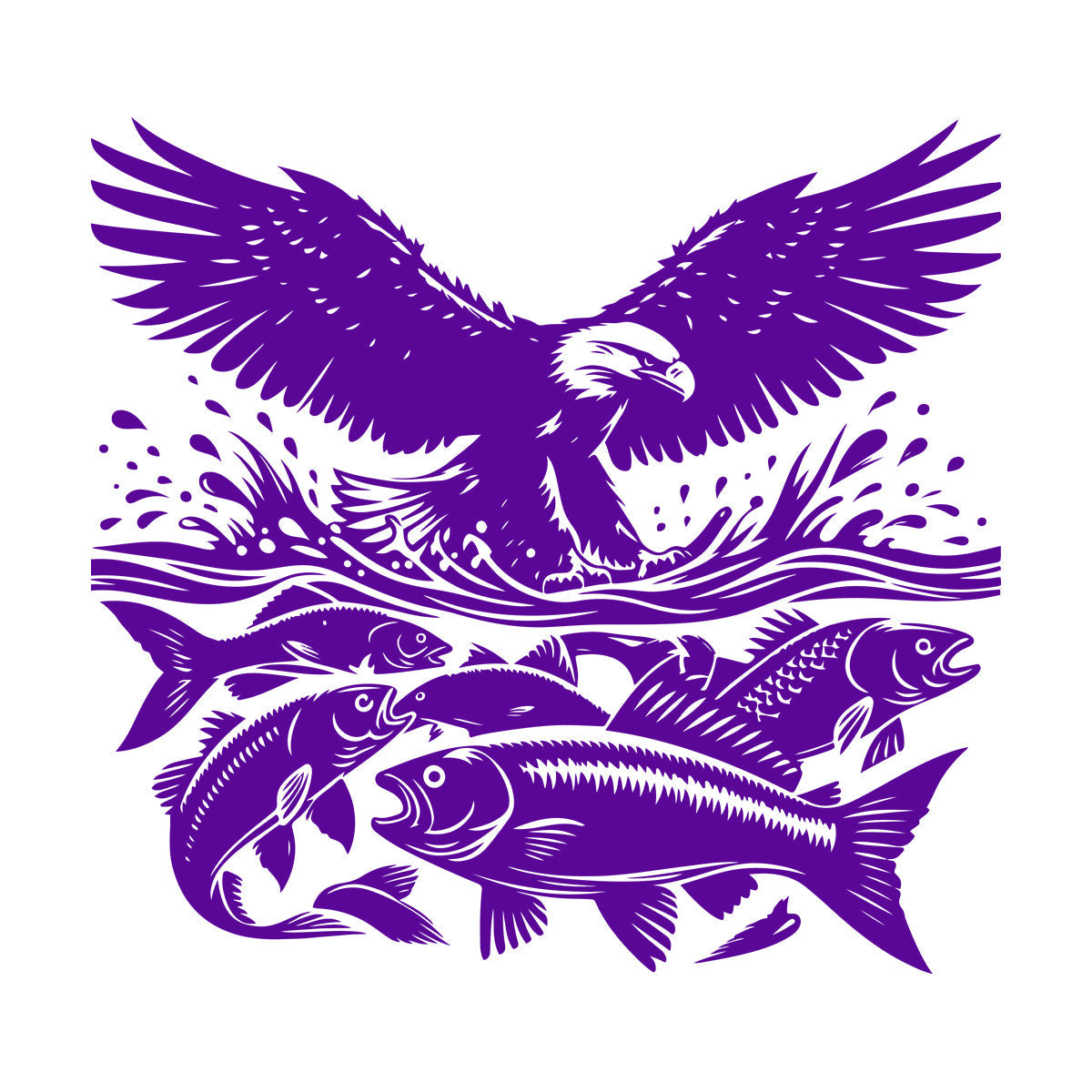 An Eagle And Fish In The Water With A Wave Engraving Stickers Do Not Damage The Wall Surface