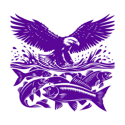 An Eagle And Fish In The Water With A Wave Engraving Stickers Do Not Damage The Wall Surface