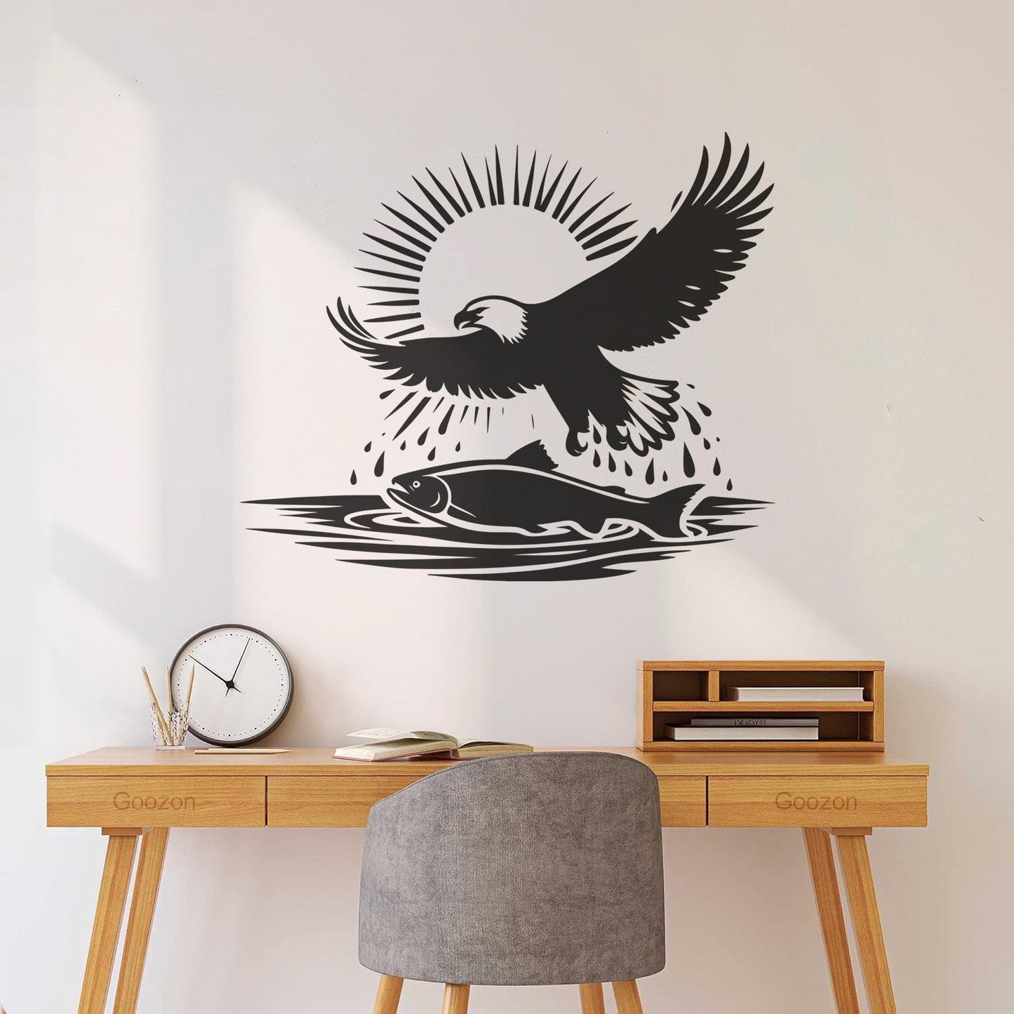 Lettering Stickers An Eagle Flying Over A Fish And Sun Easy Installation