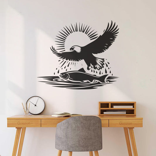 Lettering Stickers An Eagle Flying Over A Fish And Sun Easy Installation