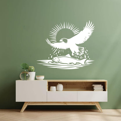 Lettering Stickers An Eagle Flying Over A Fish And Sun Easy Installation