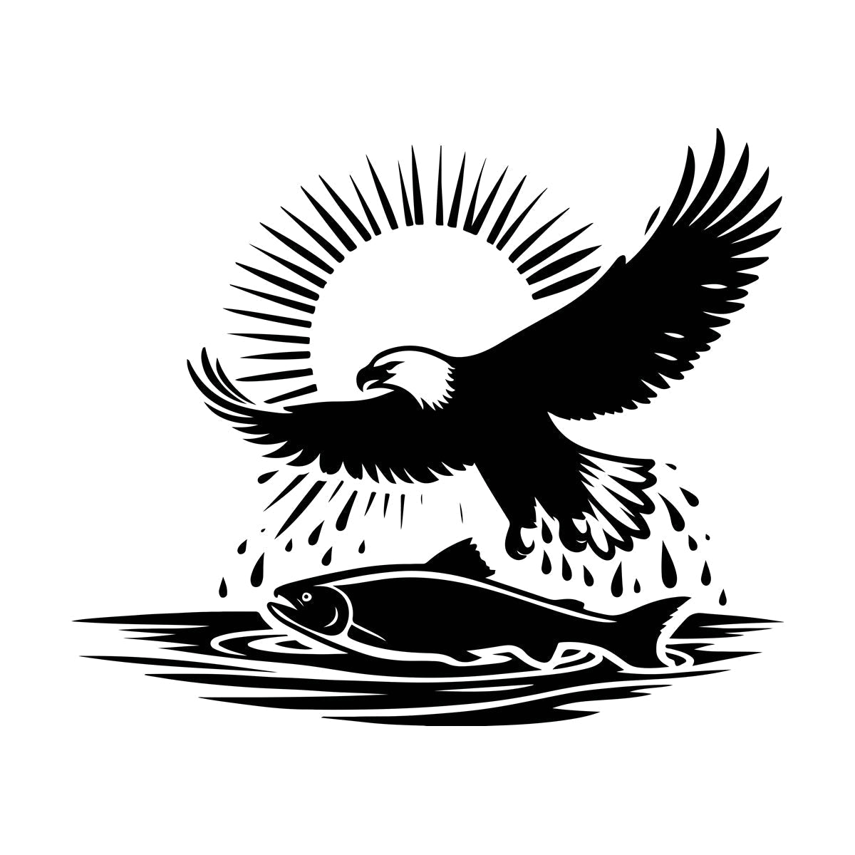Lettering Stickers An Eagle Flying Over A Fish And Sun Easy Installation