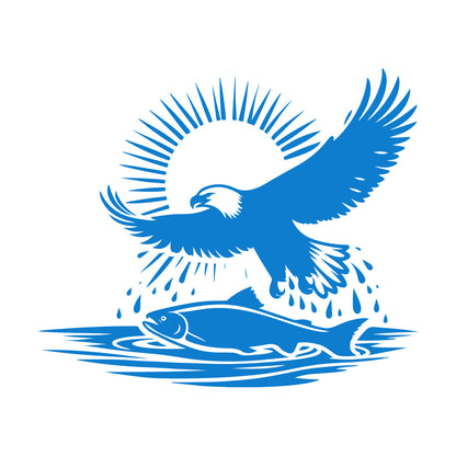 Lettering Stickers An Eagle Flying Over A Fish And Sun Easy Installation