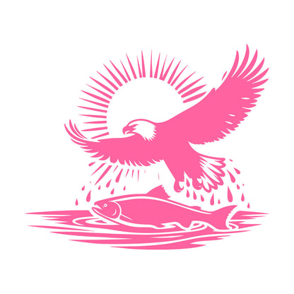 Lettering Stickers An Eagle Flying Over A Fish And Sun Easy Installation