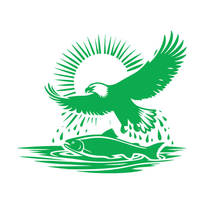 Lettering Stickers An Eagle Flying Over A Fish And Sun Easy Installation