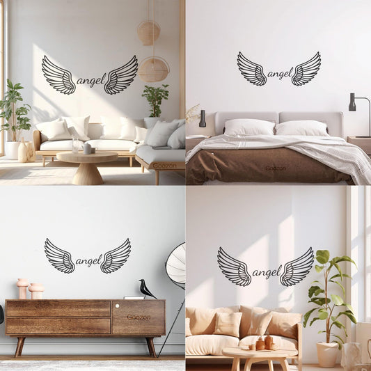 Stickers muraux en vinyle Ailes d'ange, clipart Ailes, silhouette, design Ailes commémoratives, personnalisation