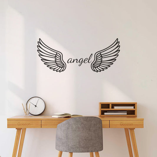 Stickers muraux en vinyle Ailes d'ange, clipart Ailes, silhouette, design Ailes commémoratives, personnalisation