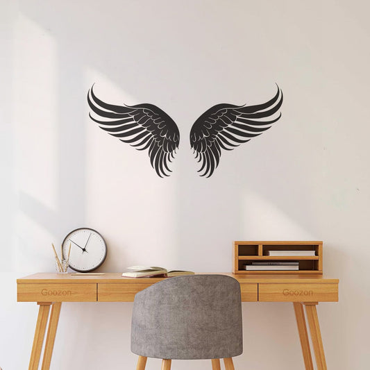 Ailes d'ange - Élément graphique - Ligne fine - Plume angélique - Stickers muraux en vinyle - Décoration artistique