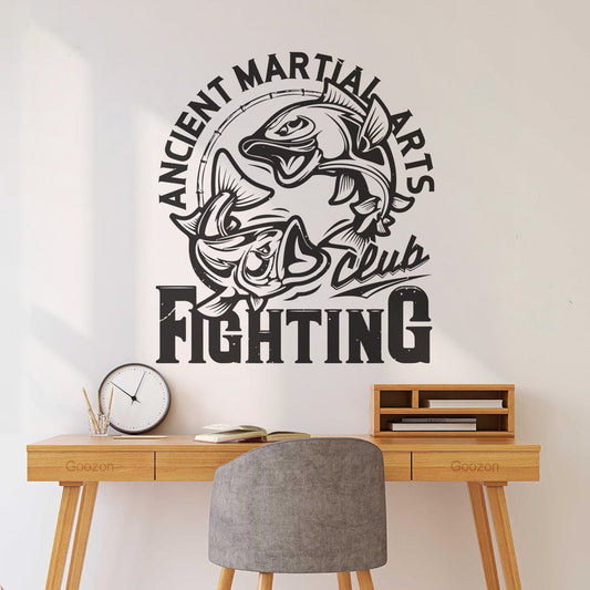 Fine Carving Stickers Angry Fish Mascot Fighting Club Print Easy Installation