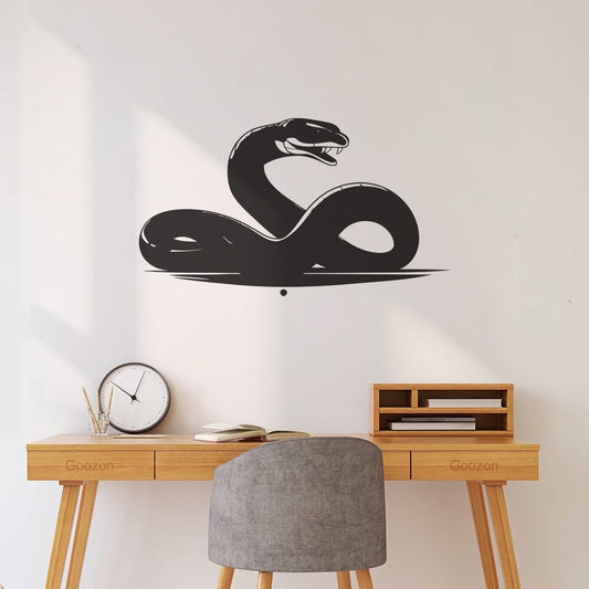 Fine Carving Stickers A Striking Silhouette Of A Snake It'S Fangs Ba In A Menacing Pose Glass Stickers