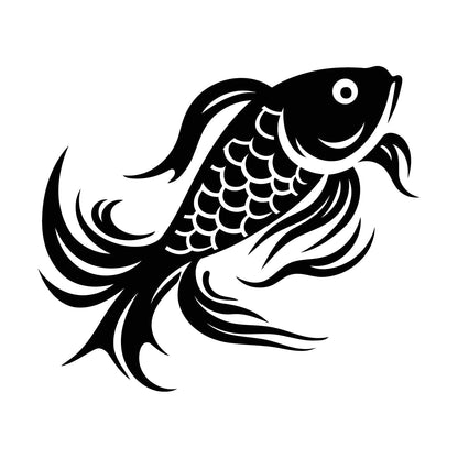 Engraving Decals Of A Stylized Koi Fish Perfect It Won'T Fall Off