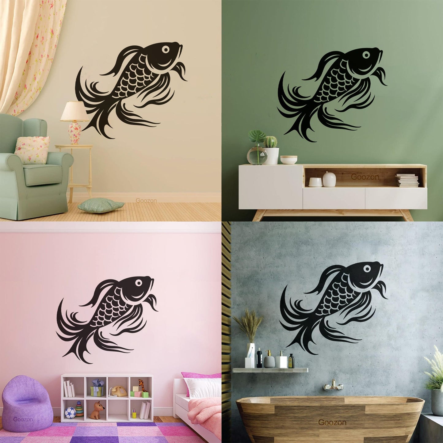 Engraving Decals Of A Stylized Koi Fish Perfect It Won'T Fall Off