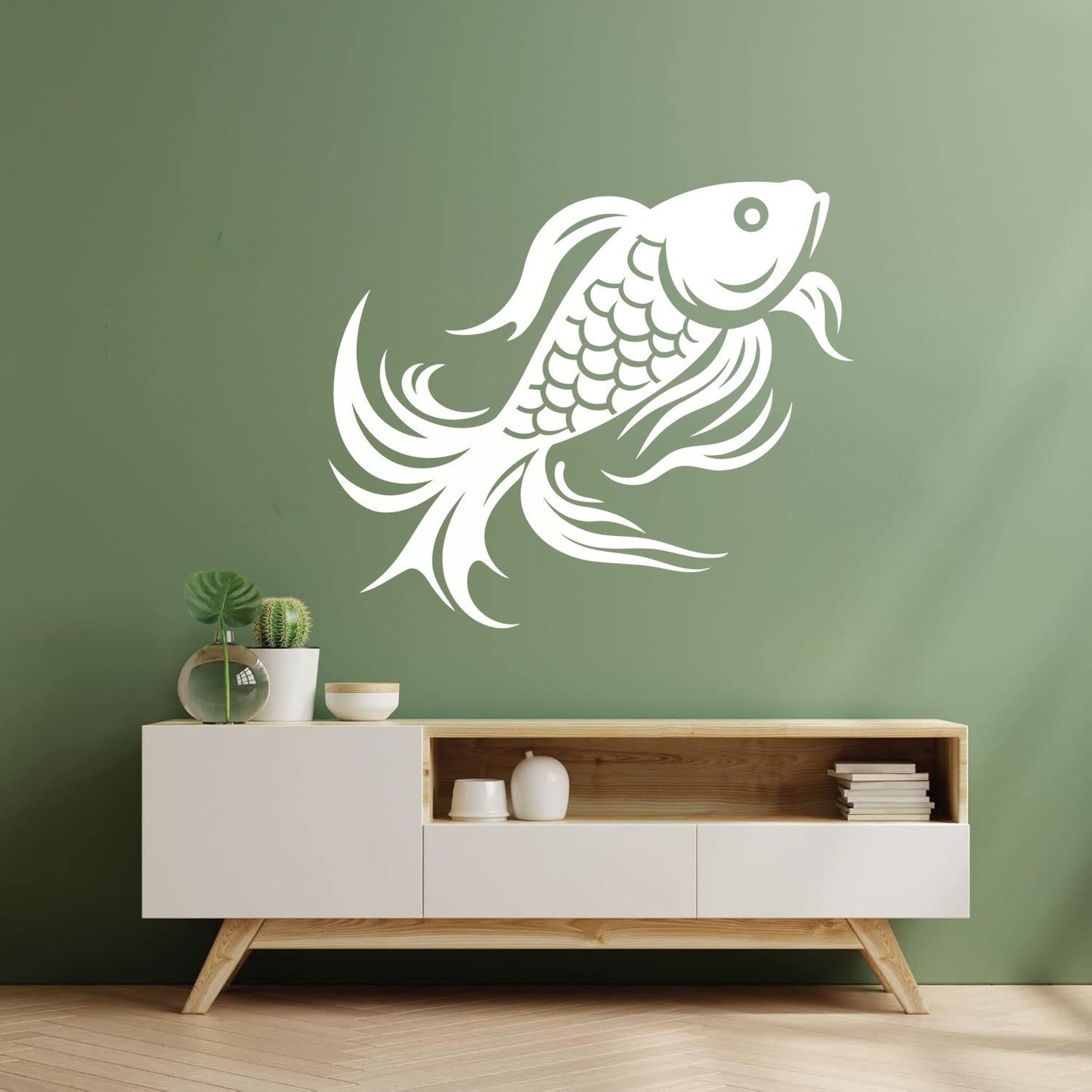 Engraving Decals Of A Stylized Koi Fish Perfect It Won'T Fall Off