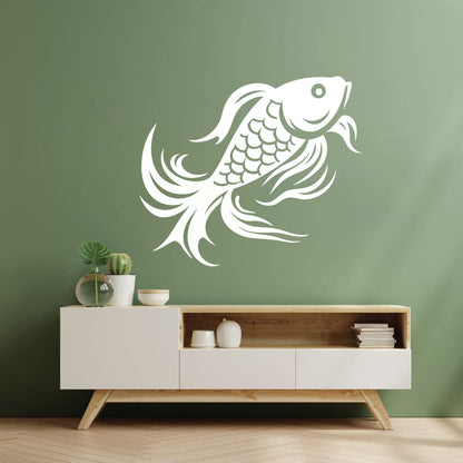 Engraving Decals Of A Stylized Koi Fish Perfect It Won'T Fall Off