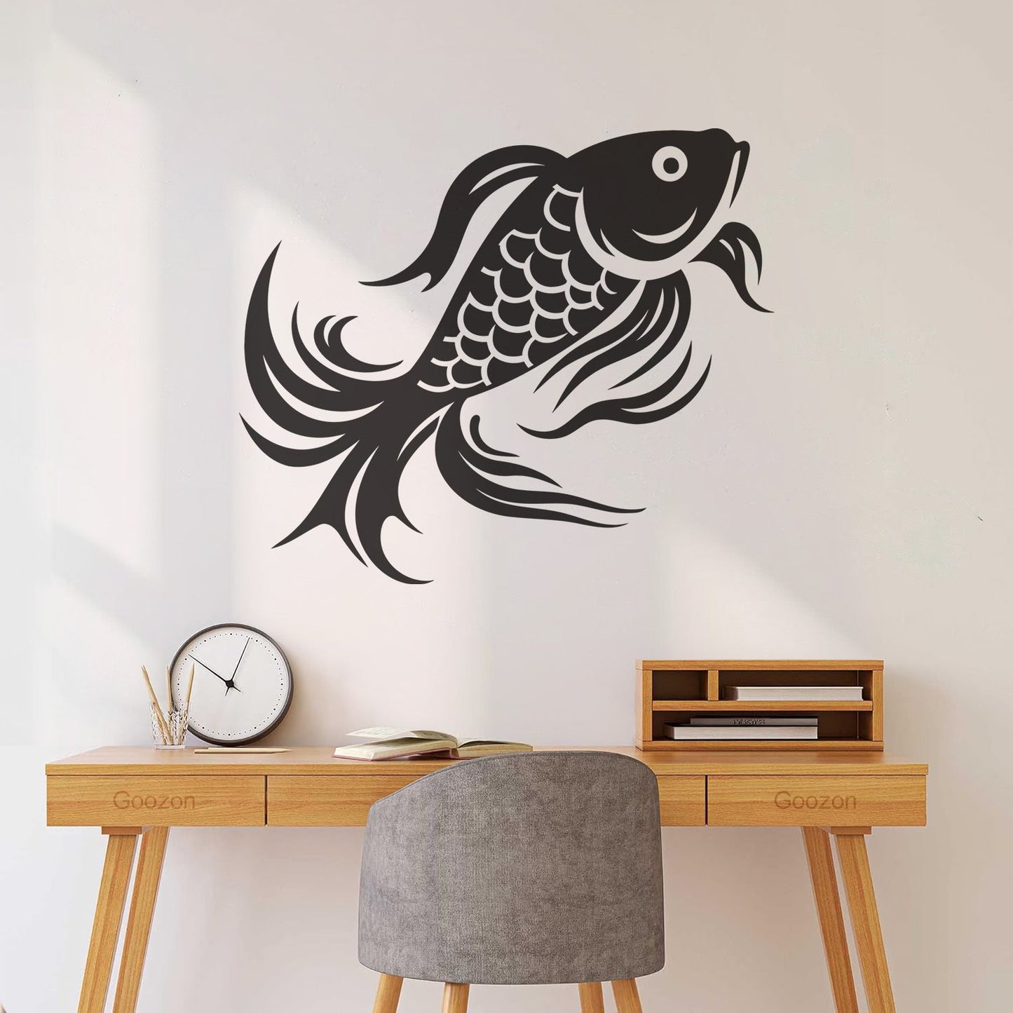 Engraving Decals Of A Stylized Koi Fish Perfect It Won'T Fall Off