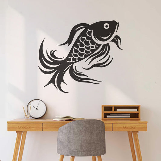 Engraving Decals Of A Stylized Koi Fish Perfect It Won'T Fall Off