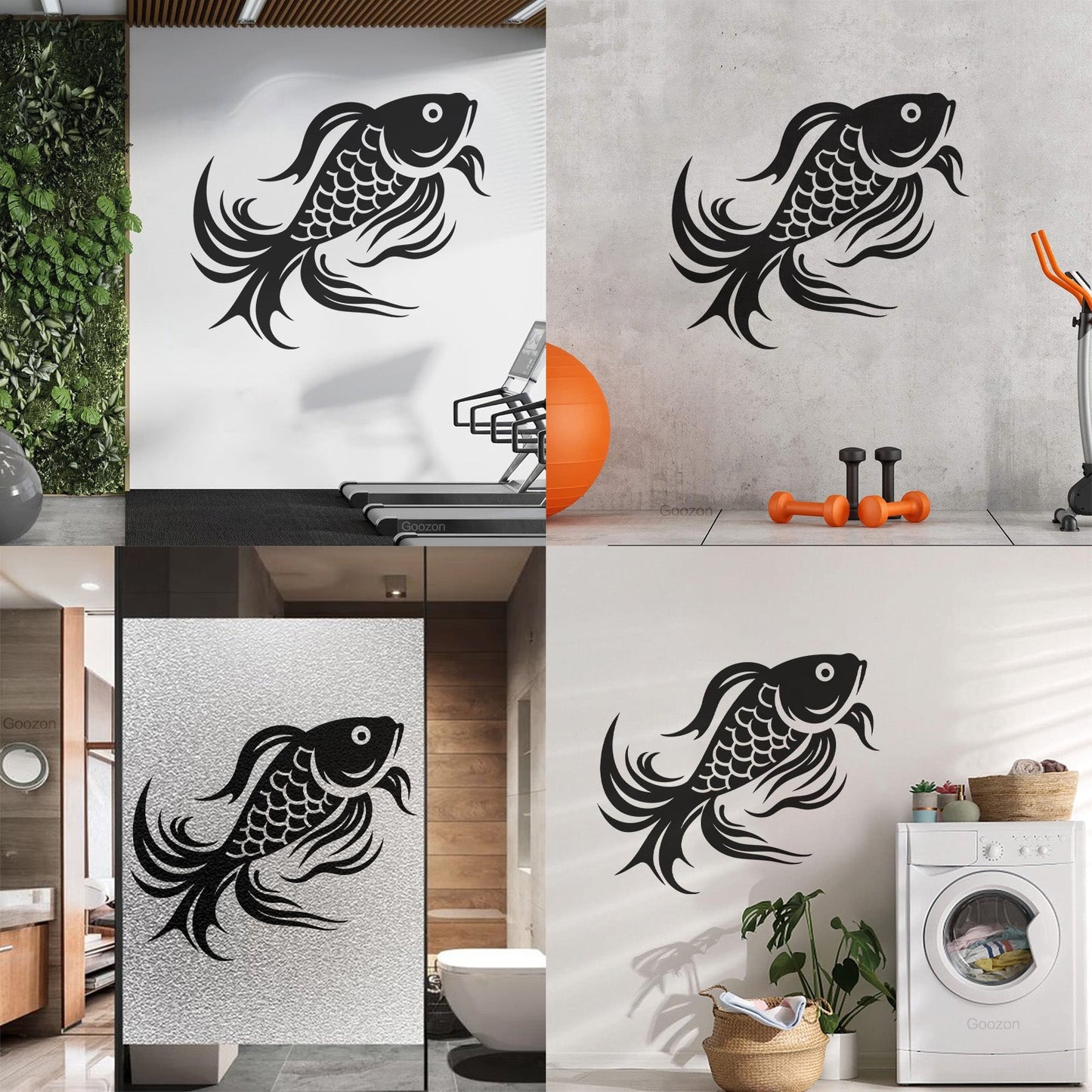 Engraving Decals Of A Stylized Koi Fish Perfect It Won'T Fall Off
