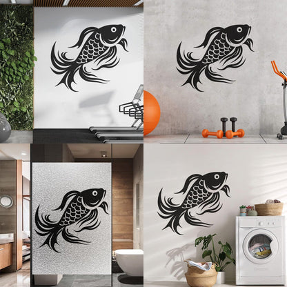 Engraving Decals Of A Stylized Koi Fish Perfect It Won'T Fall Off