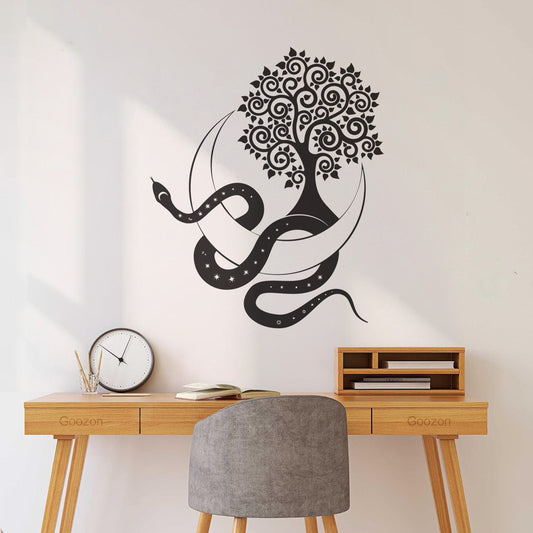 Lettering Decals Snake On Crescent Moon And Tree Of Life Sac Geometry Occult Celestial Pagan Witchcraft Art Decoration