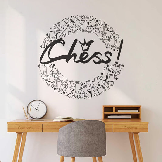 Chess Font And A Chess Pieces In Doodle Style Fine Carving Stickers It Won'T Fall Off