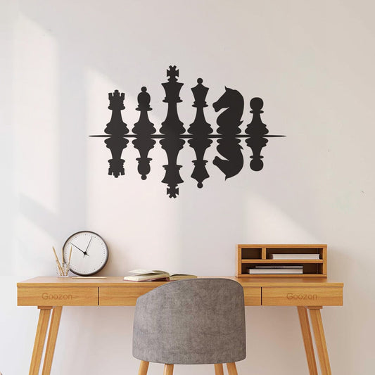 Wall Decals Chess Pieces Silhouette With Reflective Mirror Effect Removable Without Leaving Glue