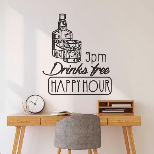 Vinyl Wall Stickers Drinks Hand Drawn Retro Labels Set Happy Hour Badges Can Modify And Add Information