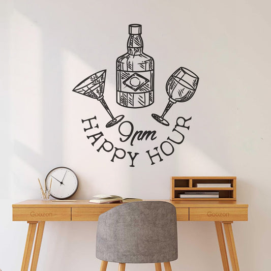 Vinyl Wall Decals Drinks Hand Drawn Retro Labels Set Happy Hour Badges Wall Beautification