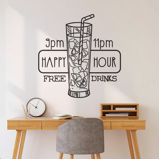 Wall Stickers Paster Paper Drinks Hand Drawn Retro Labels Set Happy Hour Badges Glass Stickers