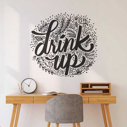 Fine Carving Decals Drink Up Script Lettering Self Adhesive