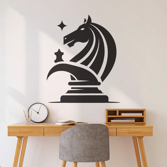 Wall Decals Elegant And Chess Knight Silhouette With Star Accents On A Clean Do Not Damage The Wall Surface