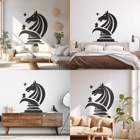 Wall Decals Elegant And Chess Knight Silhouette With Star Accents On A Clean Do Not Damage The Wall Surface