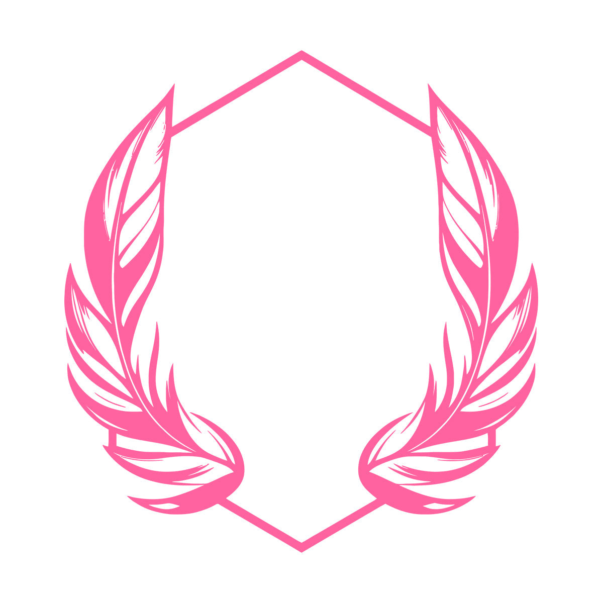 Vinyl Wall Stickers Elegant And Featuring Stylized Feathers Flanking A Geometric Hexagonal Frame Ideal Store Decoration