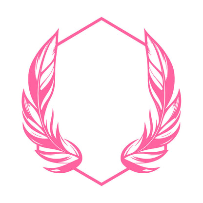 Vinyl Wall Stickers Elegant And Featuring Stylized Feathers Flanking A Geometric Hexagonal Frame Ideal Store Decoration