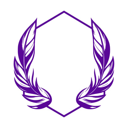 Vinyl Wall Stickers Elegant And Featuring Stylized Feathers Flanking A Geometric Hexagonal Frame Ideal Store Decoration