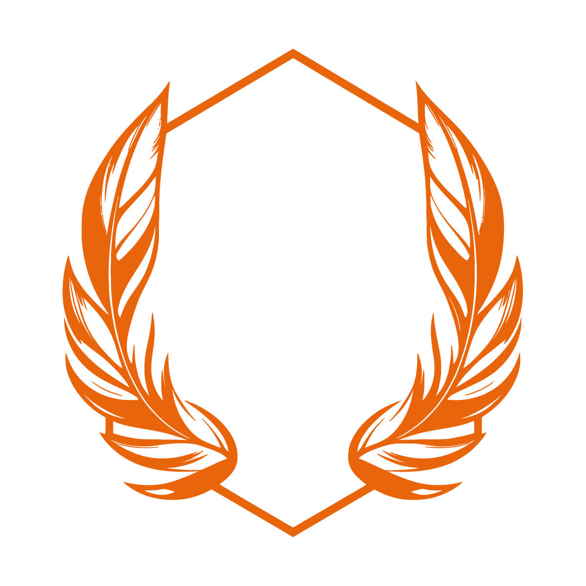 Vinyl Wall Stickers Elegant And Featuring Stylized Feathers Flanking A Geometric Hexagonal Frame Ideal Store Decoration