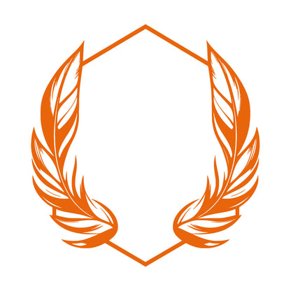 Vinyl Wall Stickers Elegant And Featuring Stylized Feathers Flanking A Geometric Hexagonal Frame Ideal Store Decoration