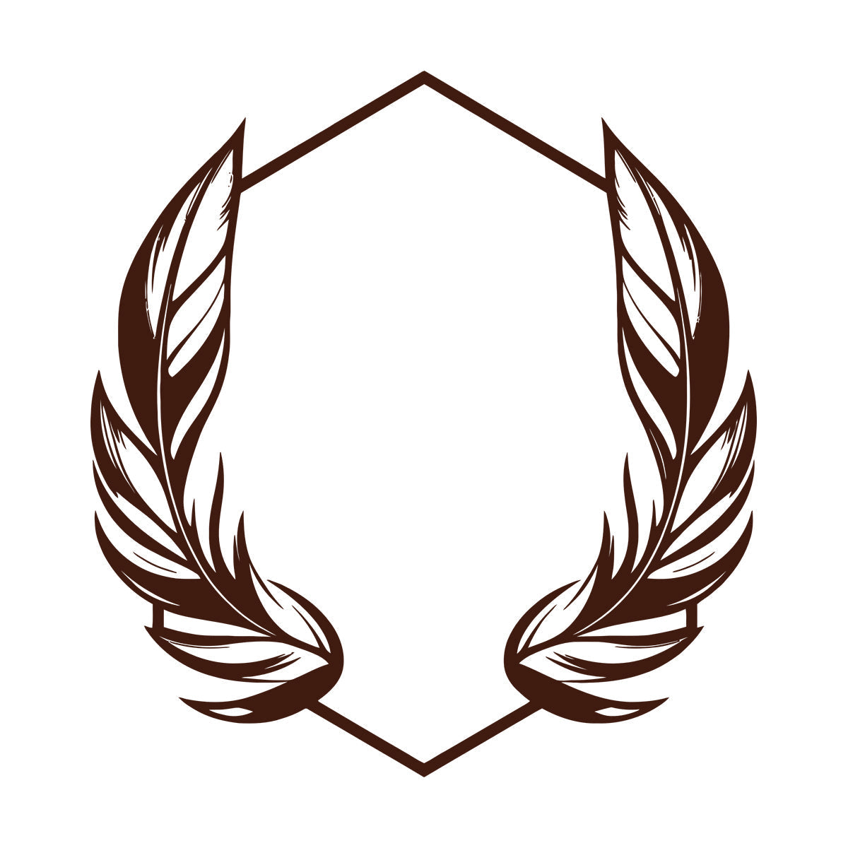 Vinyl Wall Stickers Elegant And Featuring Stylized Feathers Flanking A Geometric Hexagonal Frame Ideal Store Decoration